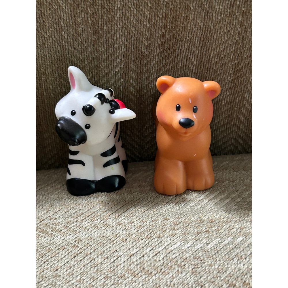 Fisher-Price Little People Zoo Animals Zebra and Lion Figures Mattel 2002 2004